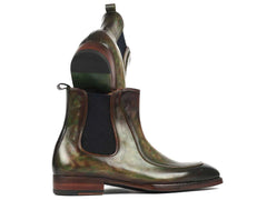 Paul Parkman Men's Green Handpainted Chelsea Boots Goodyear Welted (ID#BT822GRN) - Honesty Sales