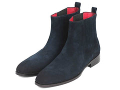 Paul Parkman Navy Suede Chelsea Boots (ID#SD875NVY) - Honesty Sales