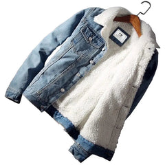 Plus Size 6XL Trendy Warm Fleece Thick Denim Jacket for Men - Honesty Sales