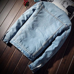 Plus Size 6XL Trendy Warm Fleece Thick Denim Jacket for Men - Honesty Sales