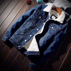 Plus Size 6XL Trendy Warm Fleece Thick Denim Jacket for Men - Honesty Sales