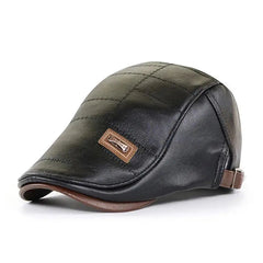Retro PU Leather Beret Hats For Men-Baldwens