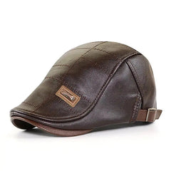 Retro PU Leather Beret Hats For Men-Baldwens
