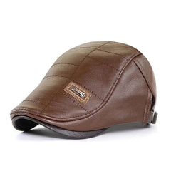 Retro PU Leather Beret Hats For Men-Baldwens