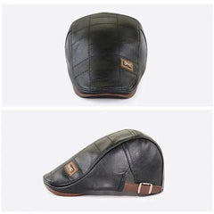 Retro PU Leather Beret Hats For Men-Baldwens