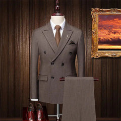 Slim men double buckles three-piece suit with a dress-Baldwens