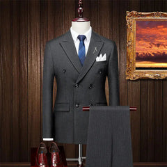Slim men double buckles three-piece suit with a dress-Baldwens