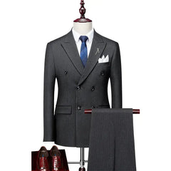 Slim men double buckles three-piece suit with a dress-Baldwens
