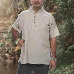 Solid Color loose Shirt - Men's Casual Loose Solid Color Short Sleeves T-Shirts-Baldwens
