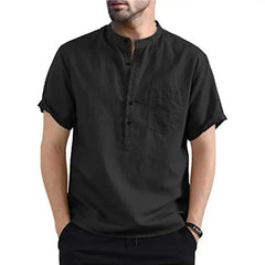Solid Color loose Shirt - Men's Casual loose Cotton Solid Color Shirt-Baldwens