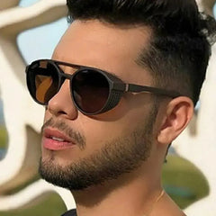 Steampunk Sunglasses Women Men Retro Round Flip Up Glasses-Baldwens