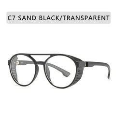 Steampunk Sunglasses Women Men Retro Round Flip Up Glasses-Baldwens
