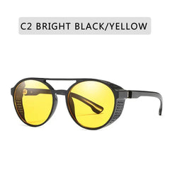 Steampunk Sunglasses Women Men Retro Round Flip Up Glasses-Baldwens