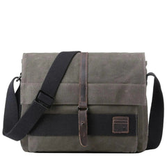 TRP0478 Troop London Heritage Waxed Canvas Messenger Bag, Slim Travel Bag Tablet Friendly-Troop London