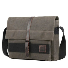 TRP0478 Troop London Heritage Waxed Canvas Messenger Bag, Slim Travel Bag Tablet Friendly-Troop London