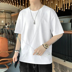Tide card half-sleeved loose trend clothe men's suit-Baldwens