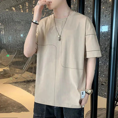 Tide card half-sleeved loose trend clothe men's suit-Baldwens
