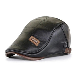 Vintage Men Beret Hat Leather Flat Cap-Baldwens