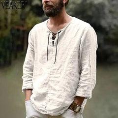 Yoga Shirt - Casual summer linen men's beach, yoga, meditation, partying shirt-Baldwens