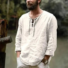 Yoga Shirt - Casual summer linen men's beach, yoga, meditation, partying shirt-Baldwens